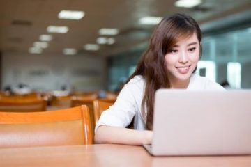 girl working on laptop